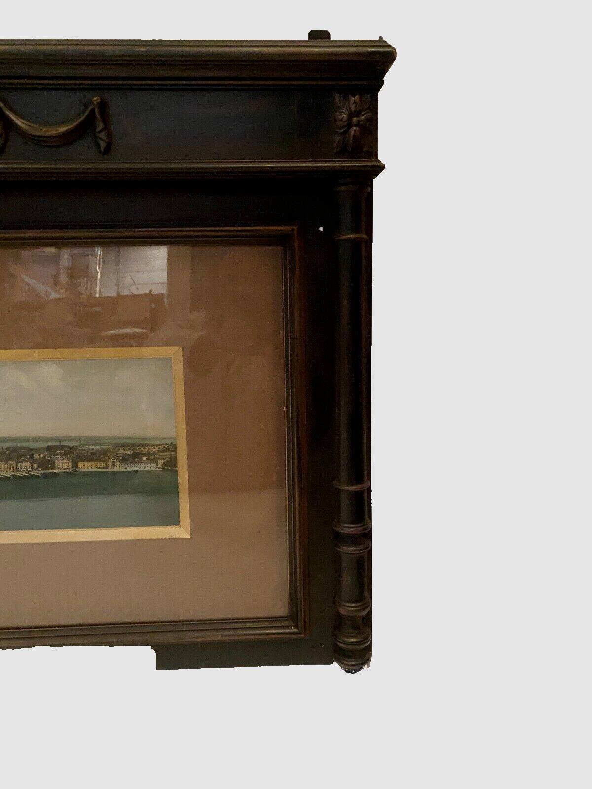 Panoramic view of Venice in a 20th century carved walnut frame