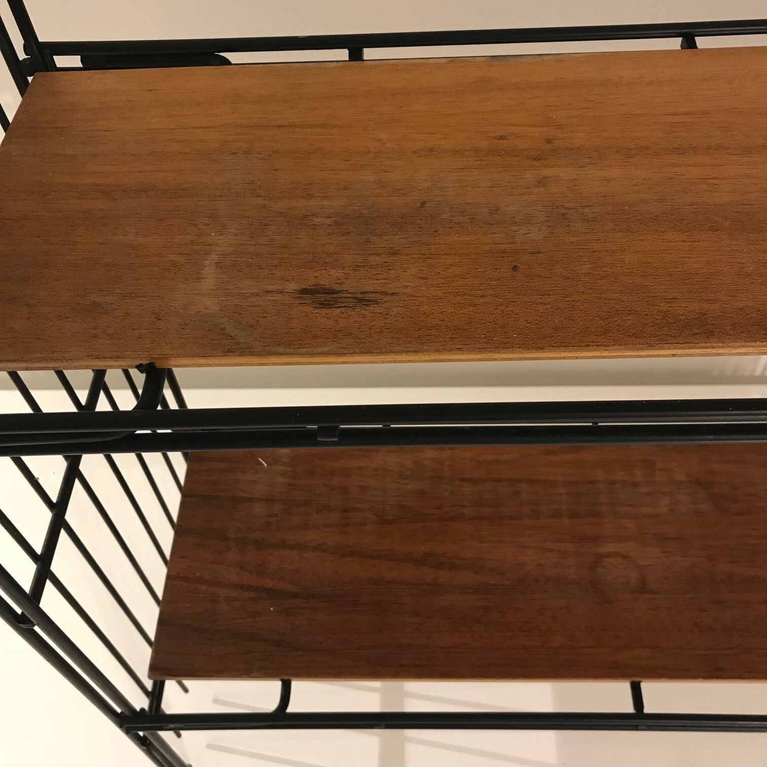 Vintage teak and metal shelf