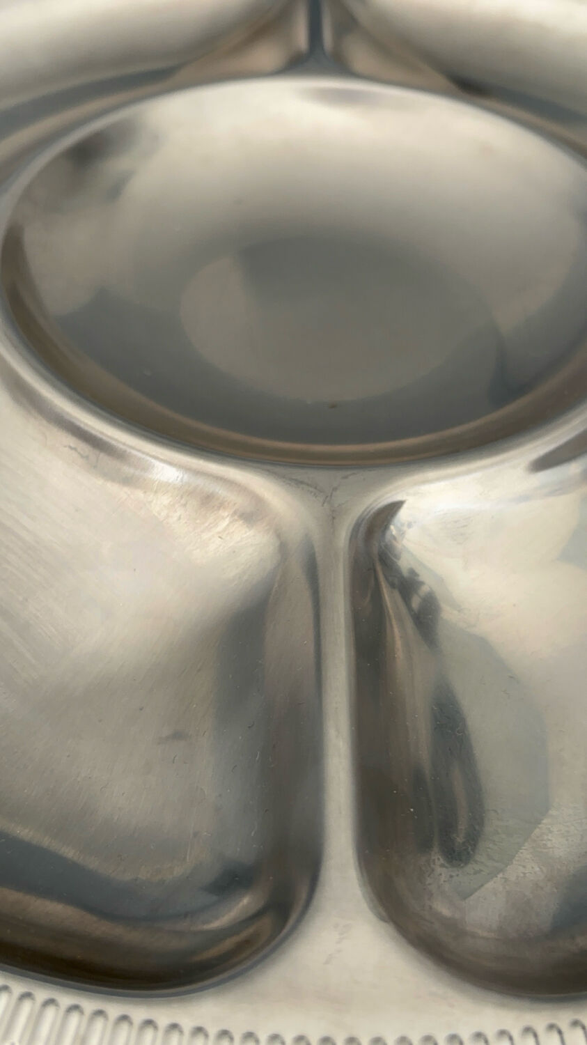 Round plateau Jean Couzon in stainless steel – Vintage design serving dish