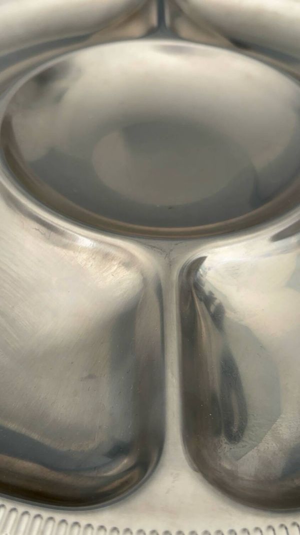 Plateau rond jean couzon en inox – Plat de service vintage design fran