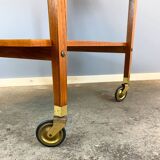 Rolling side table, serving trolley, teak, vintage from the 60s