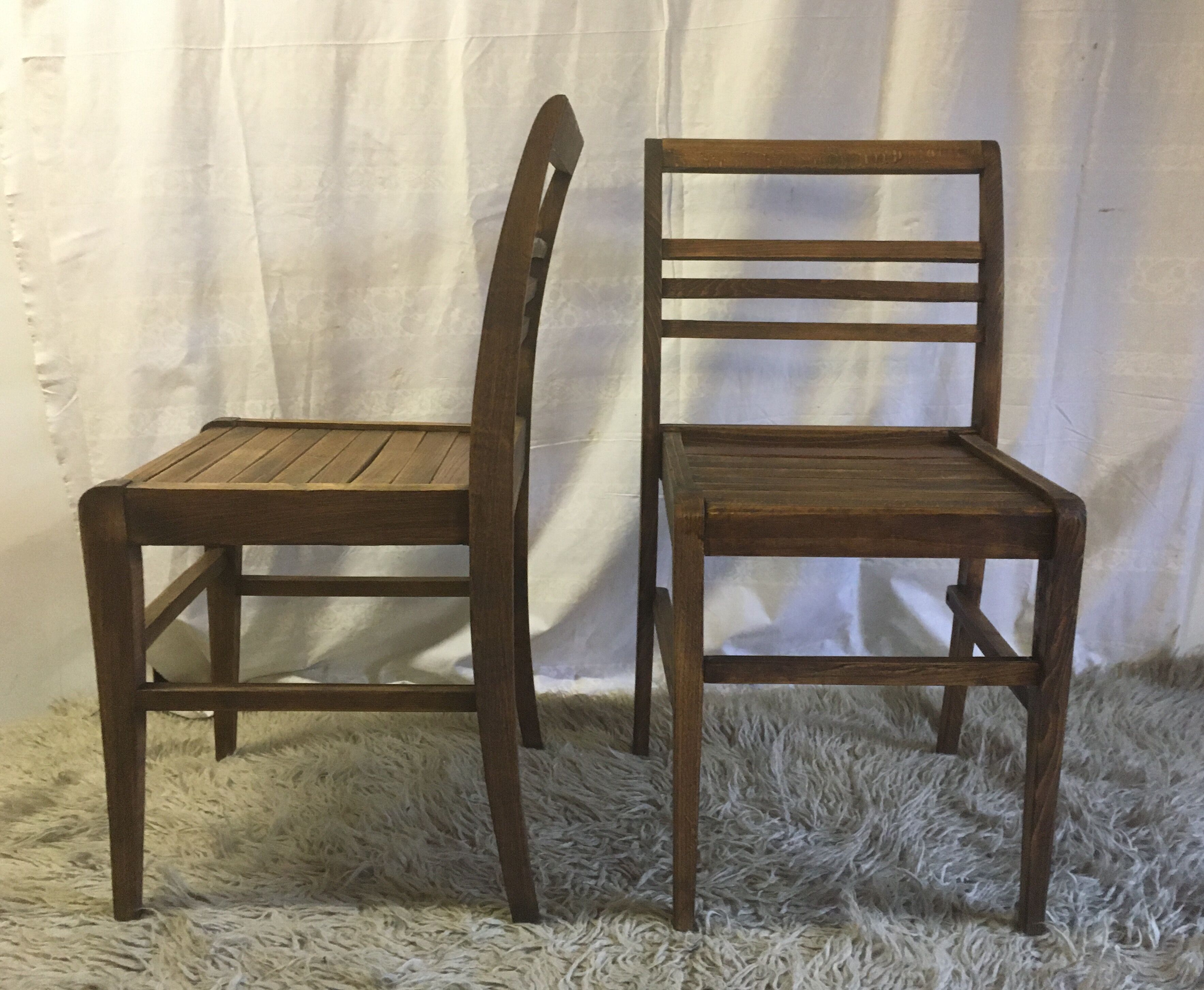 Series of 4 solid wooden chairs by René Gabriel 40/50