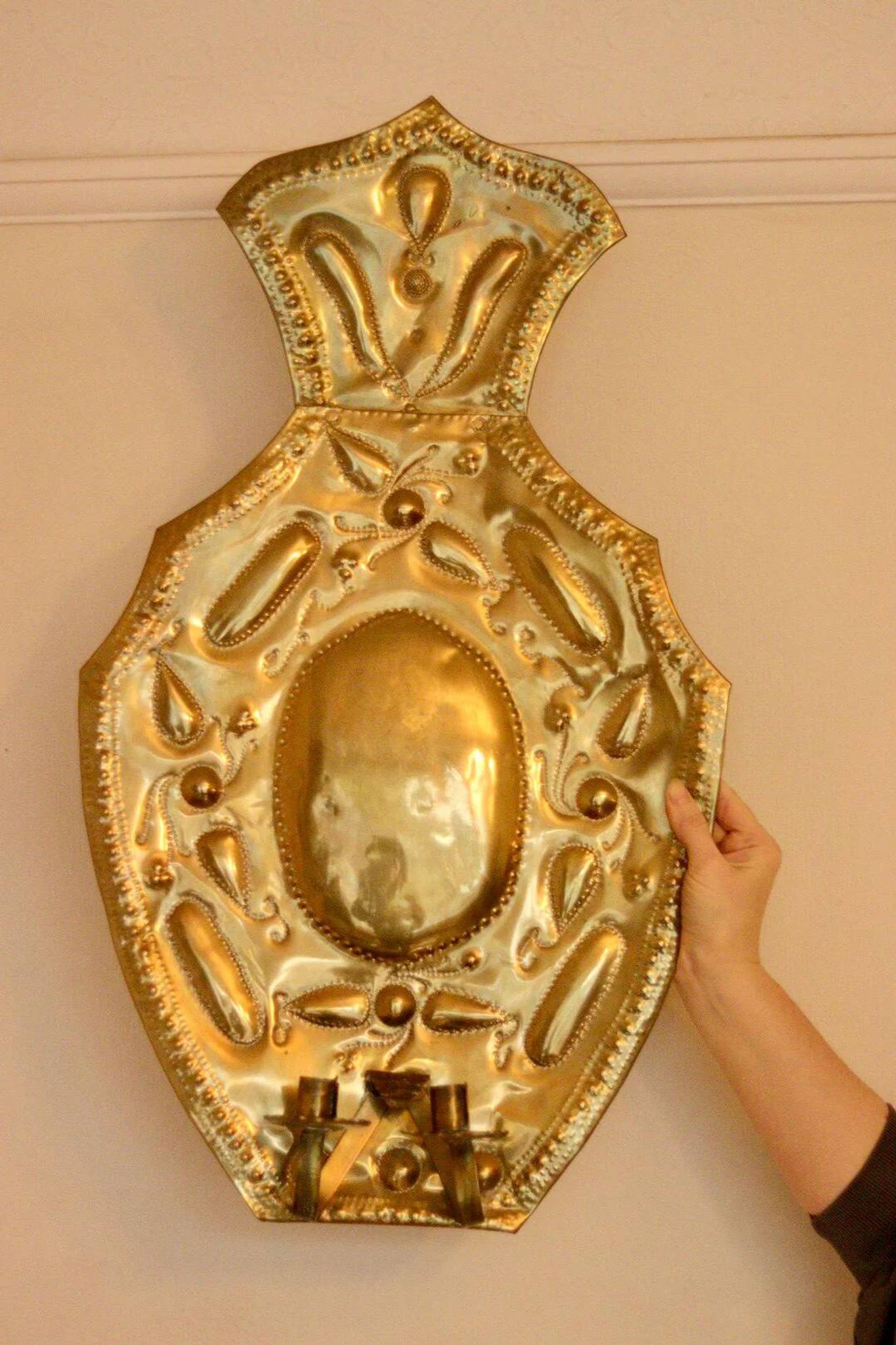Appliques murales suédoises extra-larges en laiton de style baroque, datant du milieu du XXe siècle