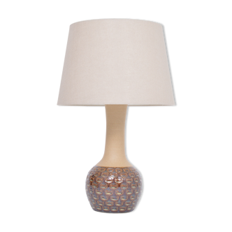 Lampe en grès moderne danoise du milieu du siècle faite à la main avec motif graphique par Soholm