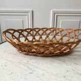 large oval rattan basket vintage 60s-70s