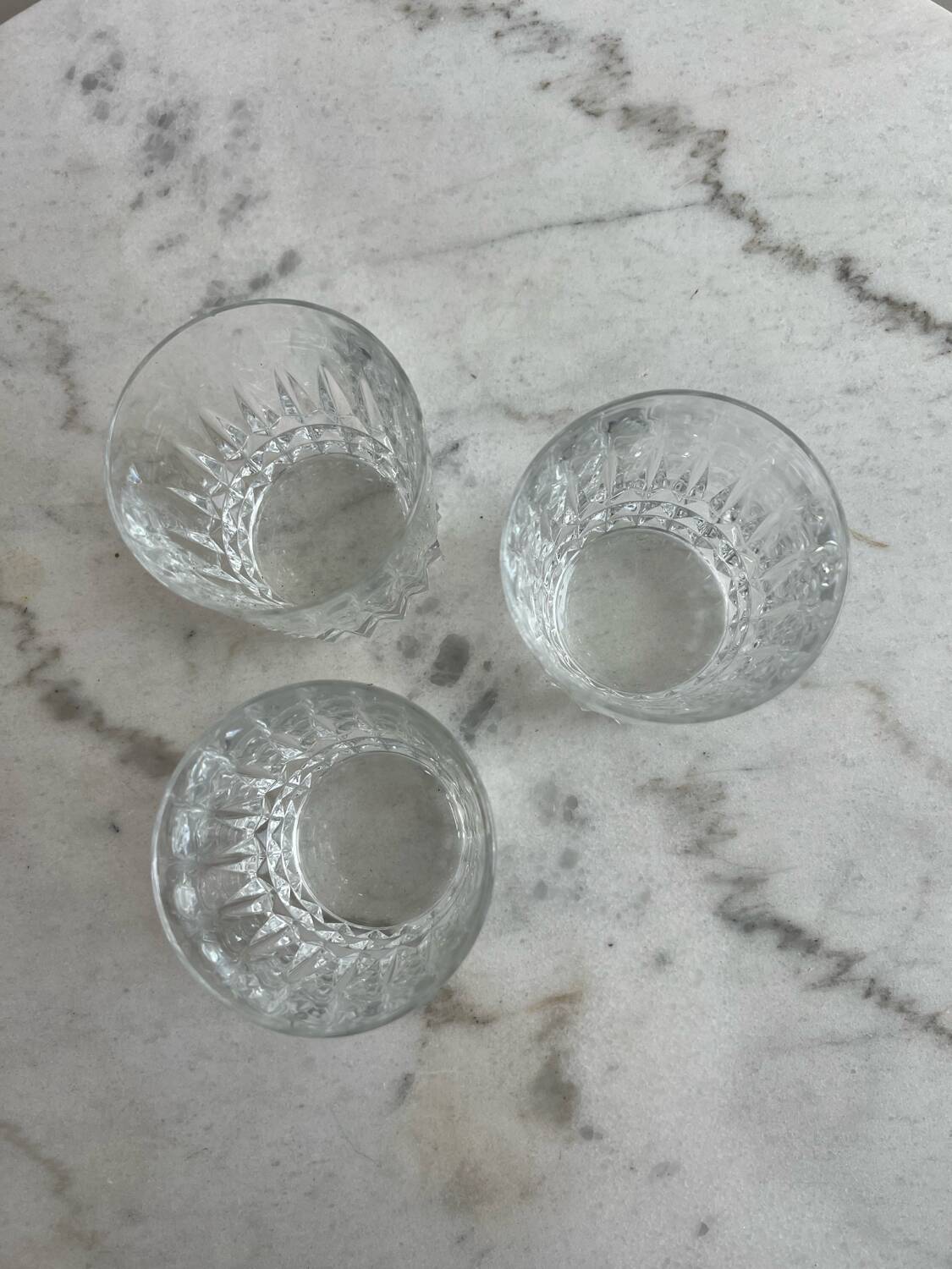 Set of three crystal whiskey glasses