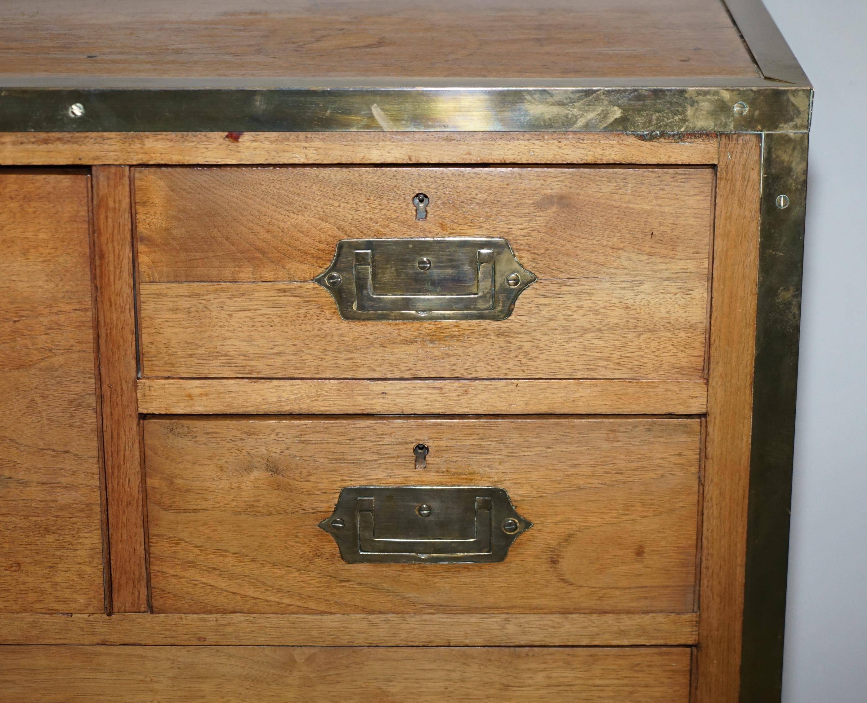 Military commode in solid oak and brass circa 1880