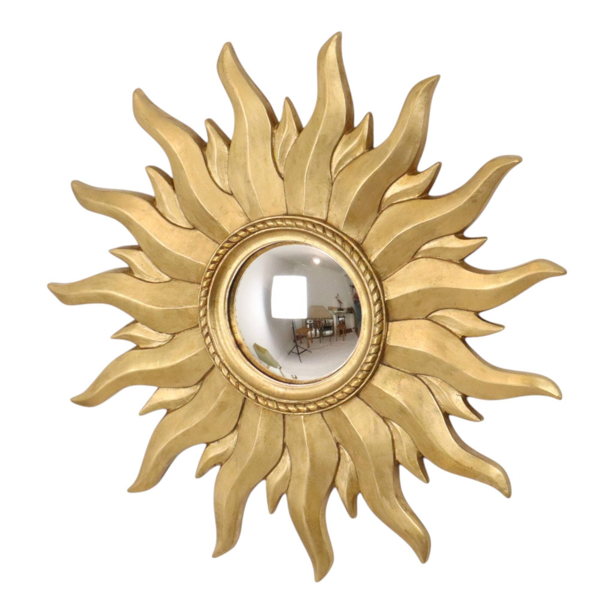 Vintage Gold Sunburst Convex Mirror 54cm