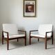 Paire de fauteuils 519 Hans Olsen teck et rotin