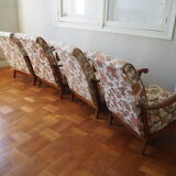Four 1950s armchairs - wooden armrests