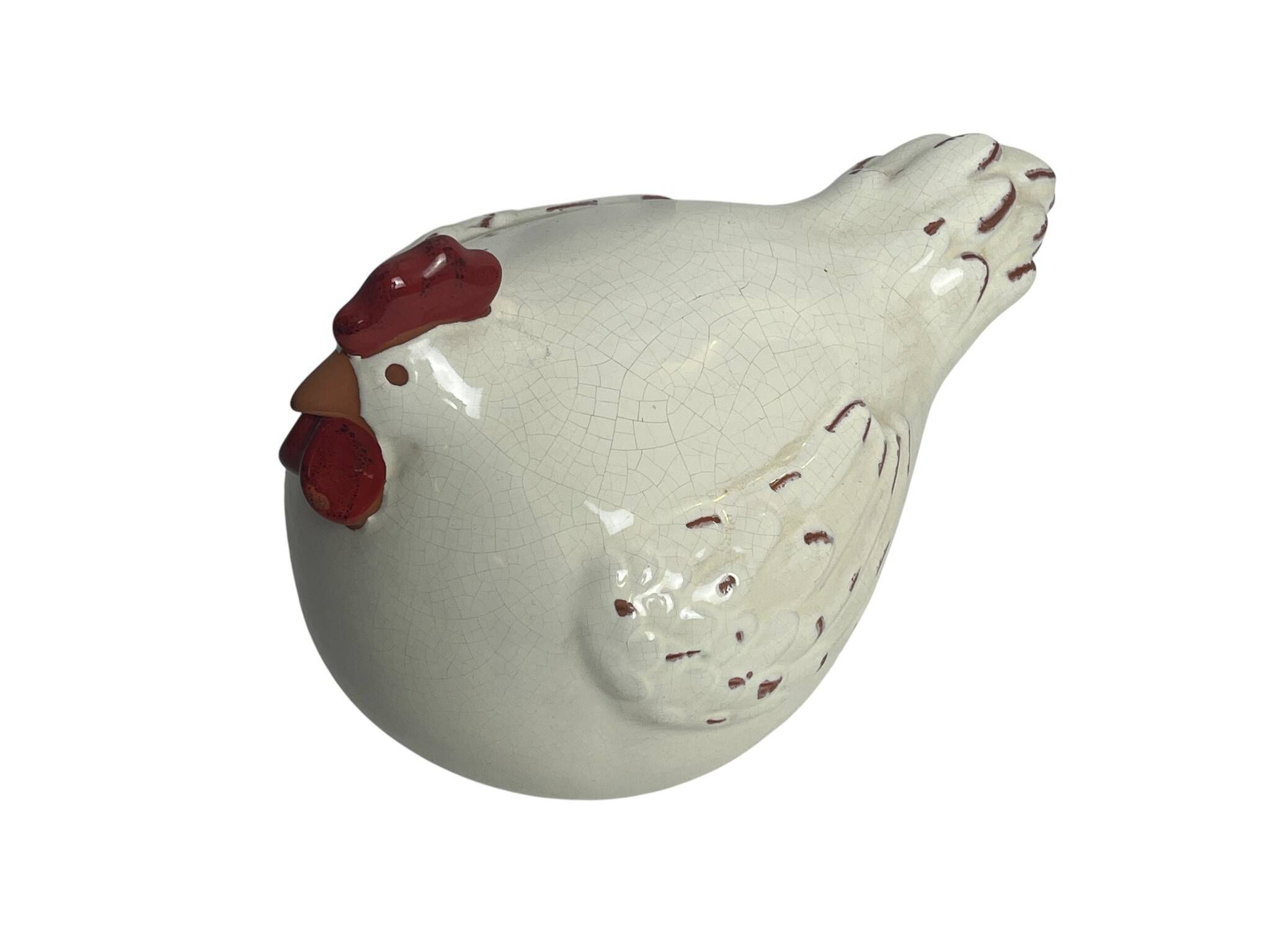 Decoration, large white ceramic hen by Alessi, 20th century