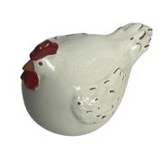 Decoration, large white ceramic hen by Alessi, 20th century
