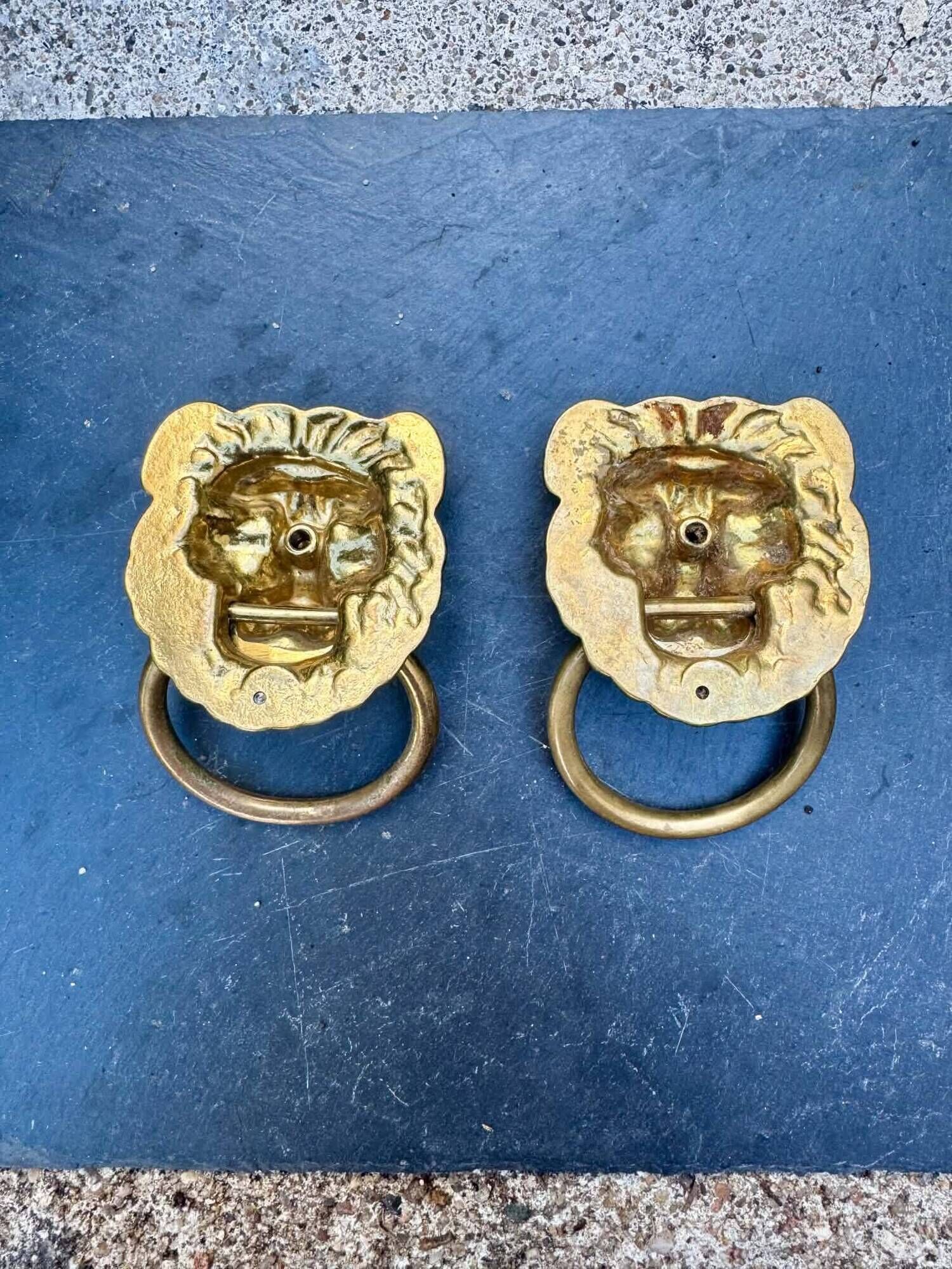 2 brass lion handles in Louis XIV style