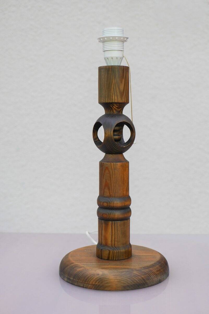 Large pine table lamp by Uno & Östen Kristiansson for Luxus, Sweden