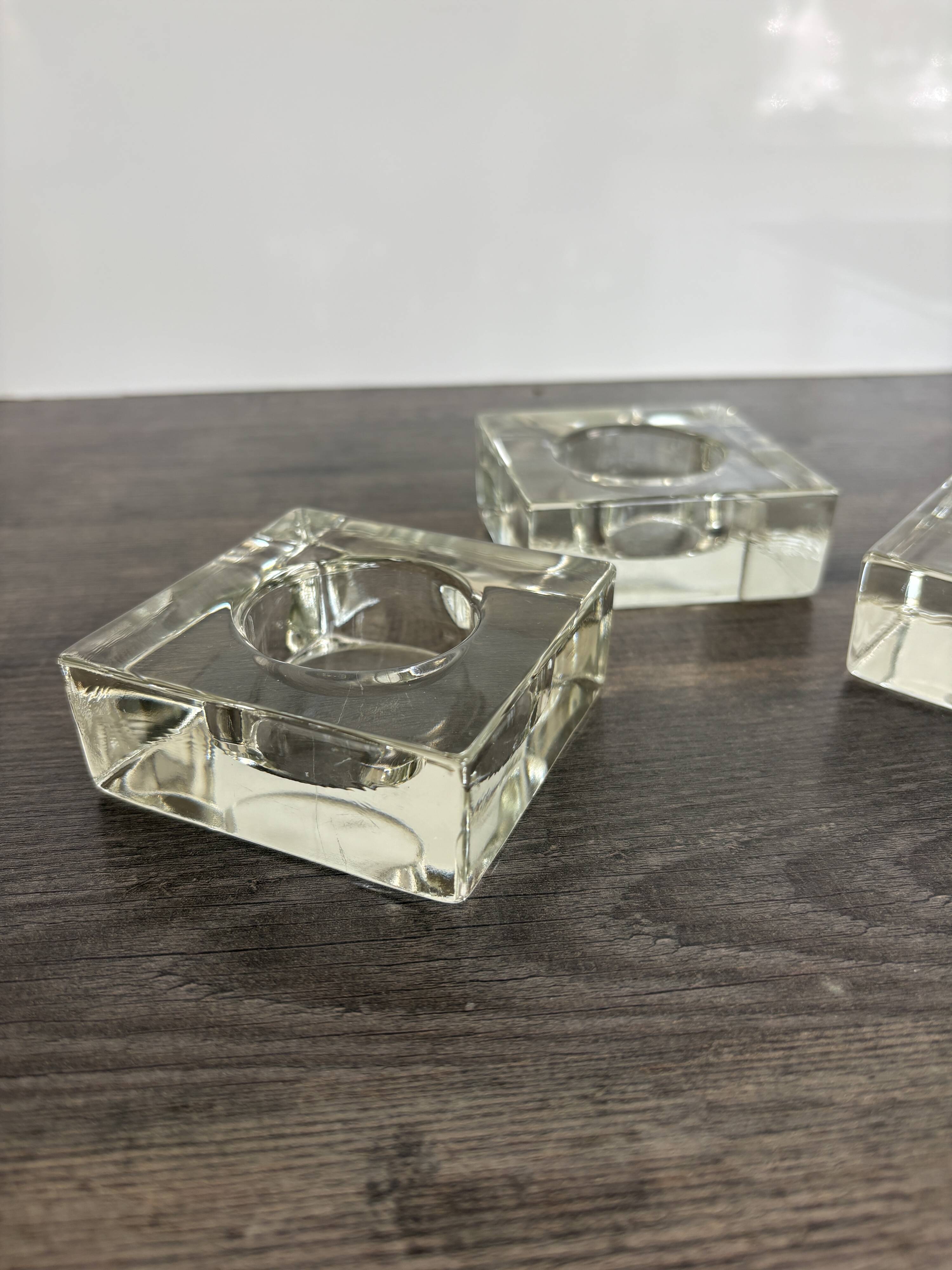 Set of 3 Cubic Glass Candle Holders