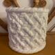 White woven earthenware flowerpot