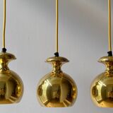 Set of three Vintage Golden Bell Scandi-Lamp Pendant Lamps 1960's Denmark