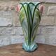 Antique large slipware vase decorated with anemones, Saint Clément, H30cm.