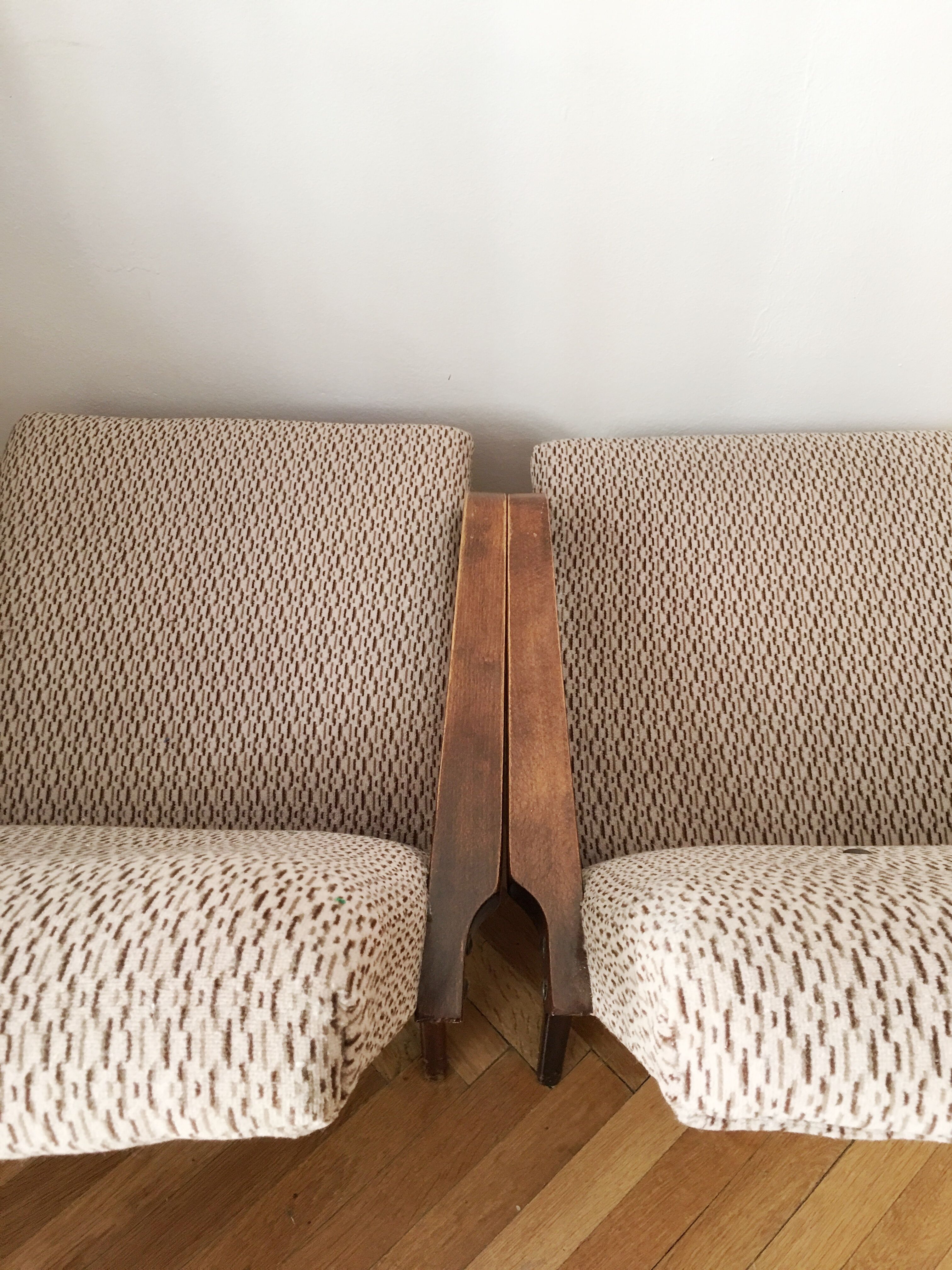 Grey/Brown Vintage Armchairs, 1960s, pair