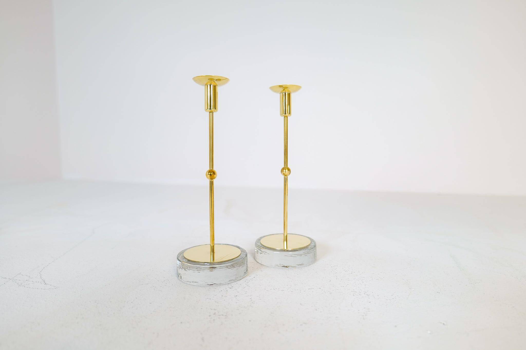 Set of 4 mid-century candle holders Ystad Metall, Sweden, 1950s