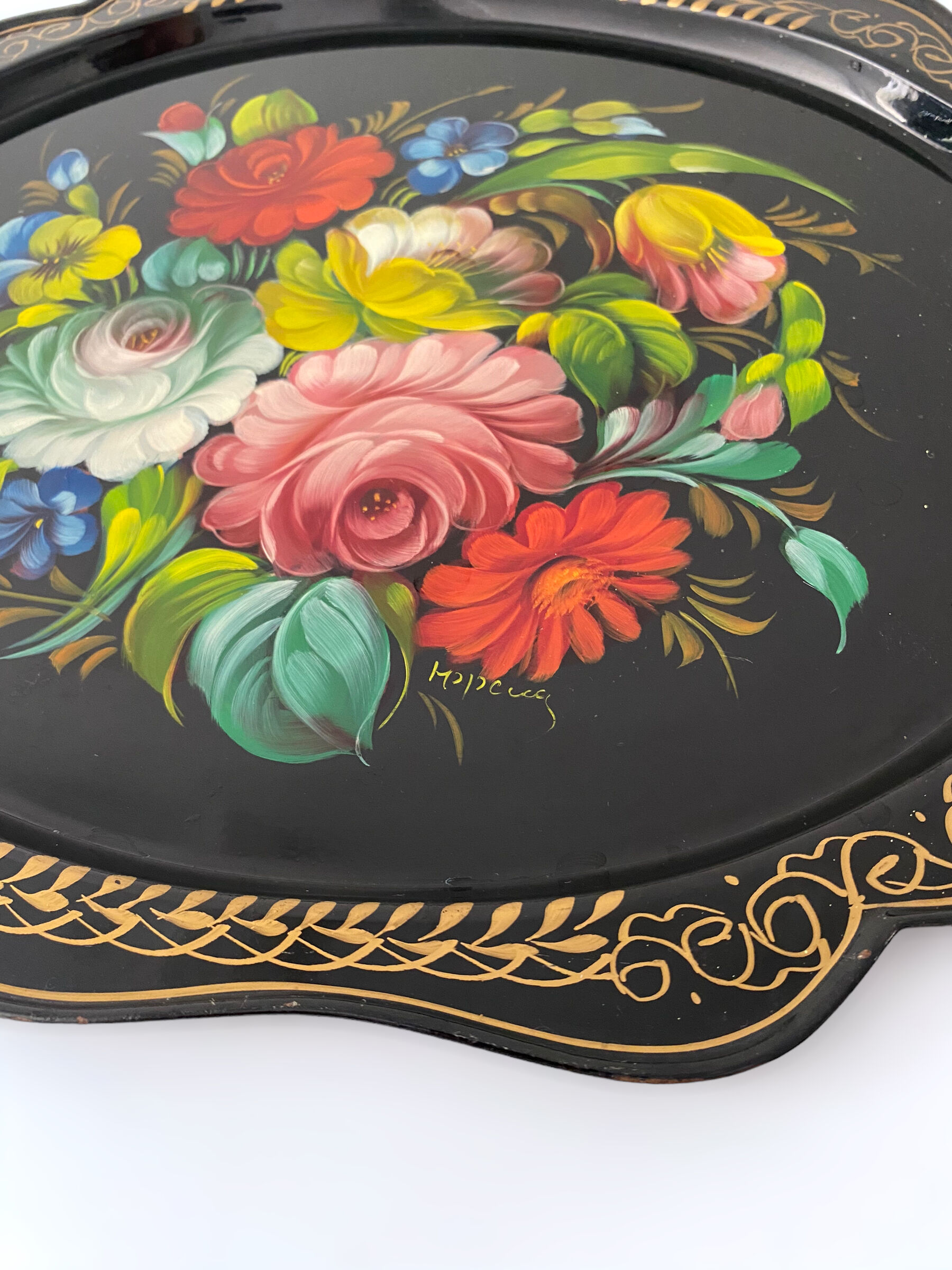 Metal tray Russian folk craft Jostovo