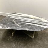 Large vintage unique marble table with zig zag base, France, 1980s