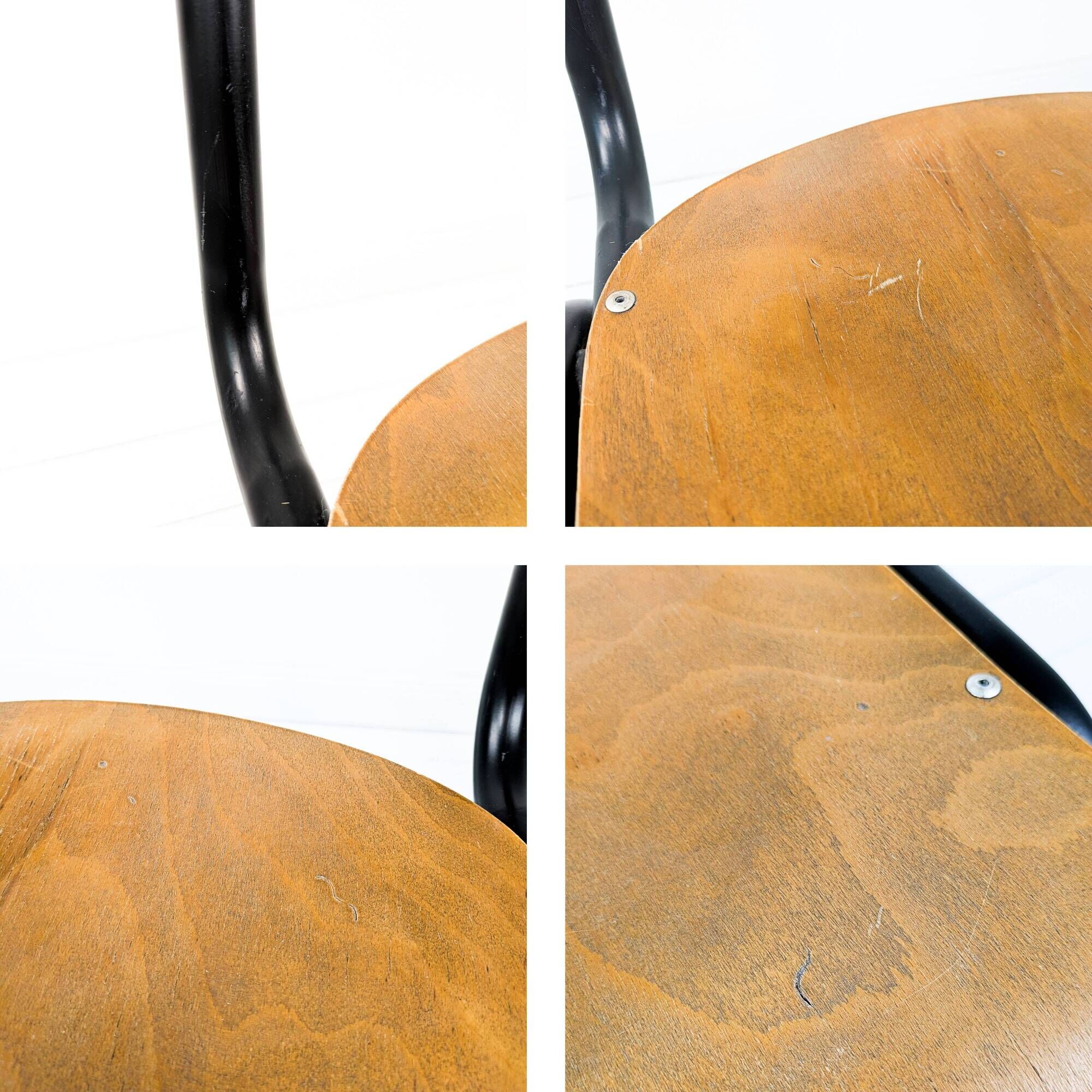 Chaise d’école vintage en bois et métal – style industriel, années 60