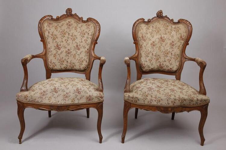 4 Louis XV style convertible armchairs