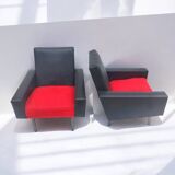 Retro armchair in black and red skai (1)