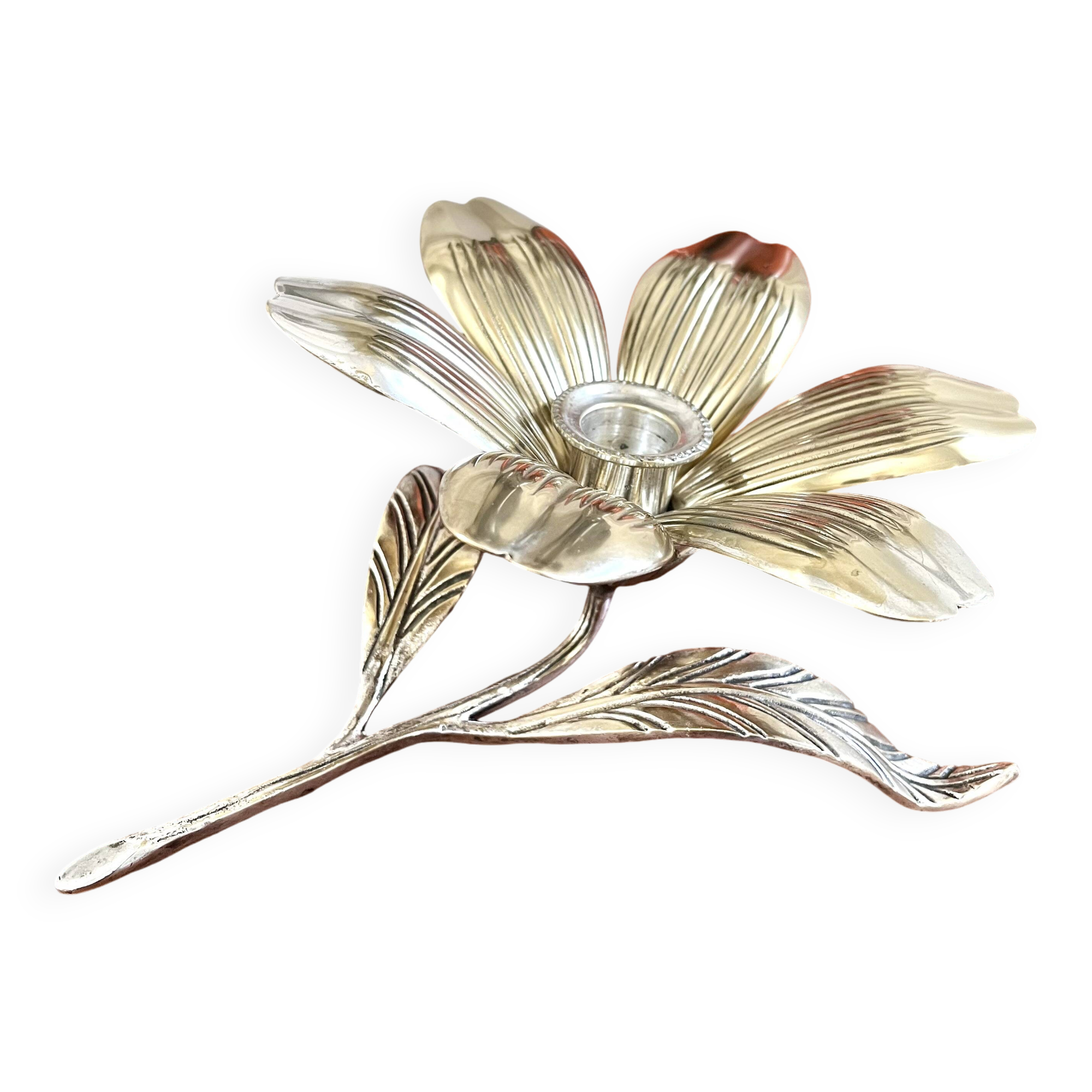Flower candle holder with removable petals and ashtrays from the 60s/70s