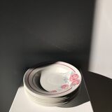8 vintage Avranches earthenware plates decorated with roses