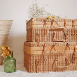 Old rattan suitcase