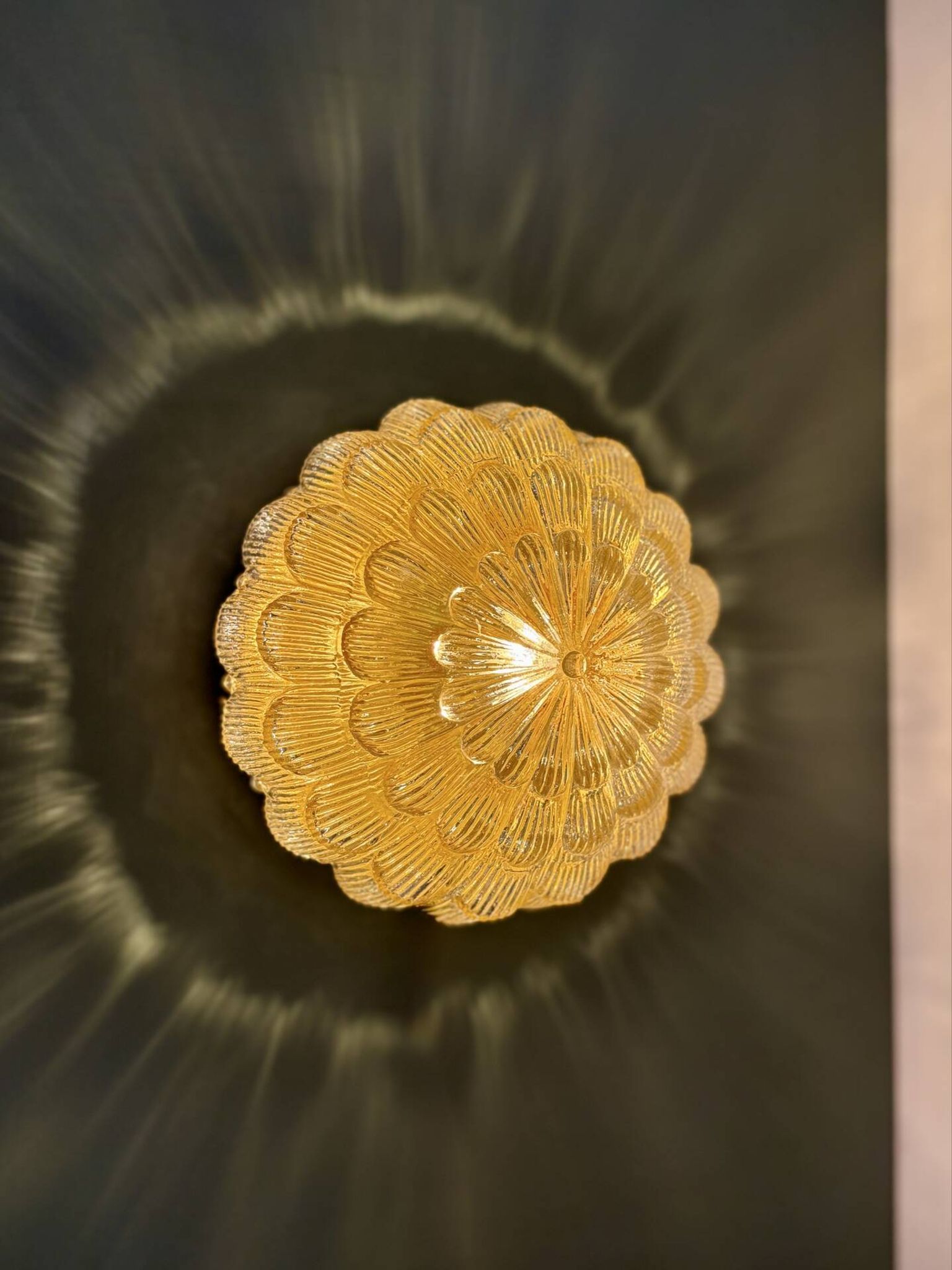 Vintage amber moulded glass wall or ceiling light globe