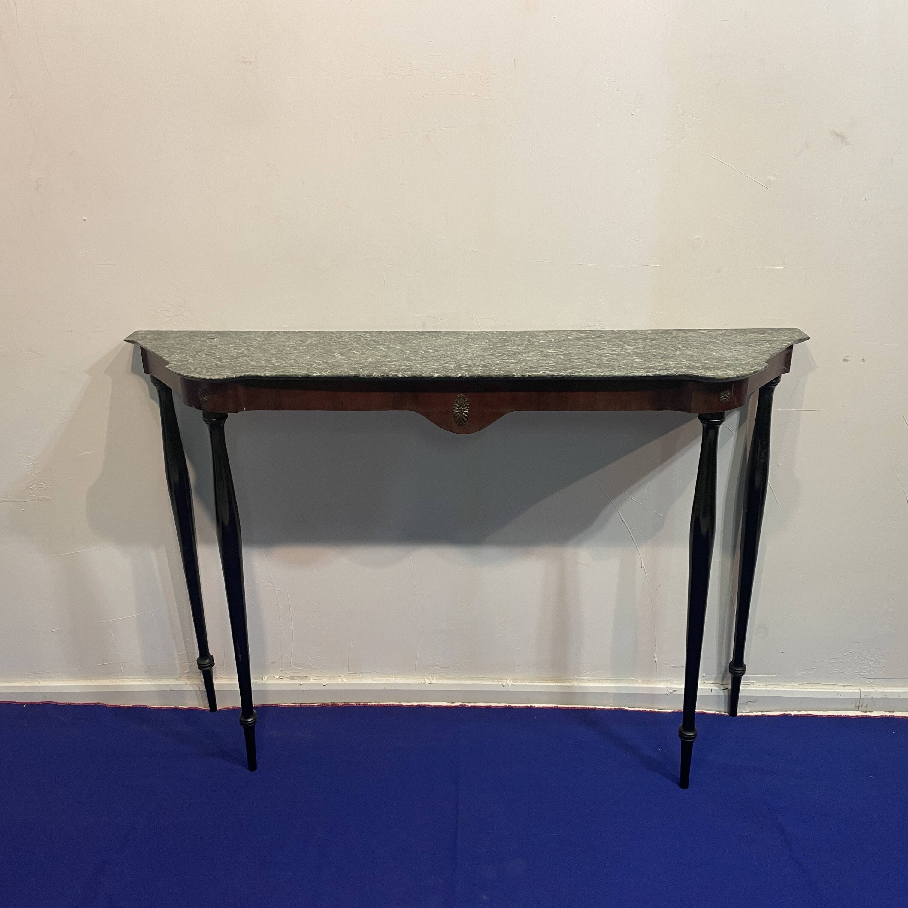 Elegant marble and rosewood console table, Italy, 1950s