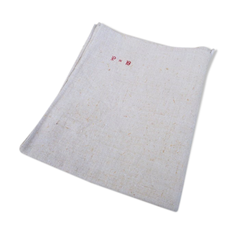 Old farm torchon in hemp with red monogram