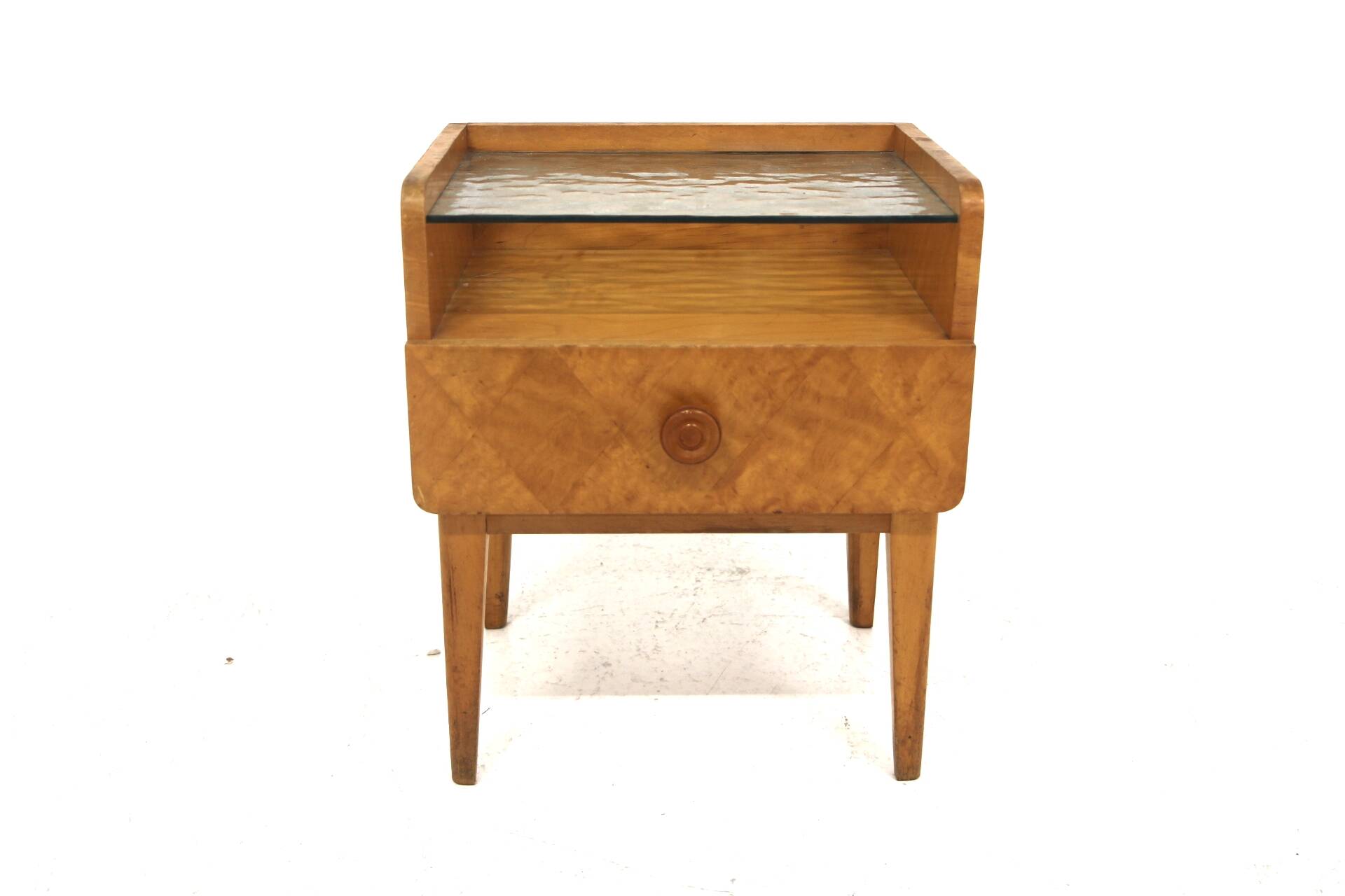 Birch bedside table, Swedish Modern, Sweden, 1940s