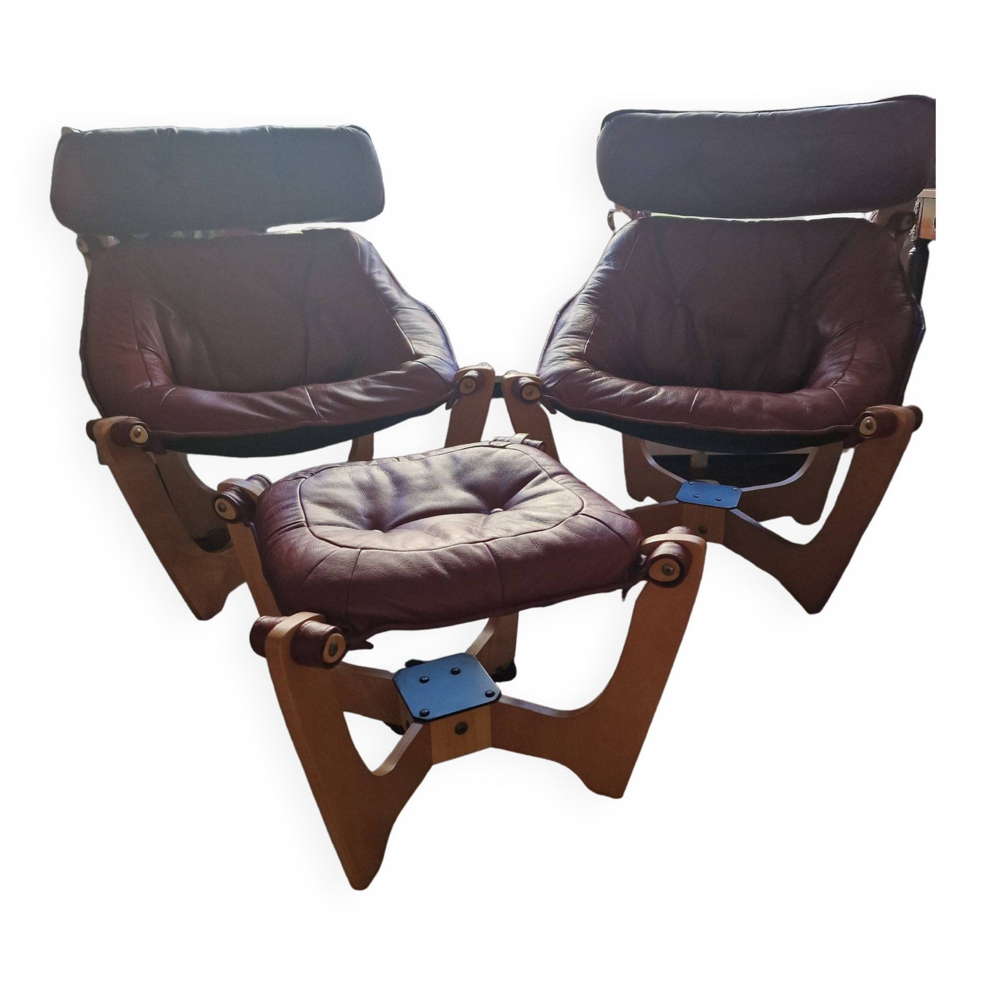 Pair of Luna armchairs and ottoman by Odd Knutsen, Scandinavian design