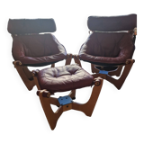 Pair of Luna armchairs and ottoman by Odd Knutsen, Scandinavian design