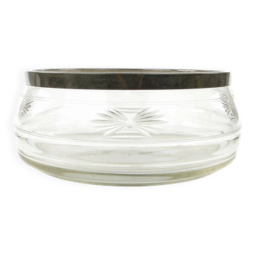 Art Deco fruit bowl, glass, silver-plated brass, Germany, 1930s