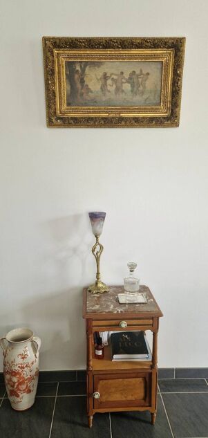 Louis Philippe style bedside table in cherry and ash wood