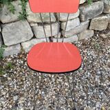 4 red Formica chairs with Eiffel legs 1950