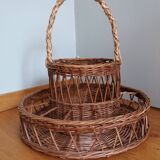 Rattan wicker glass and bottle holder basket