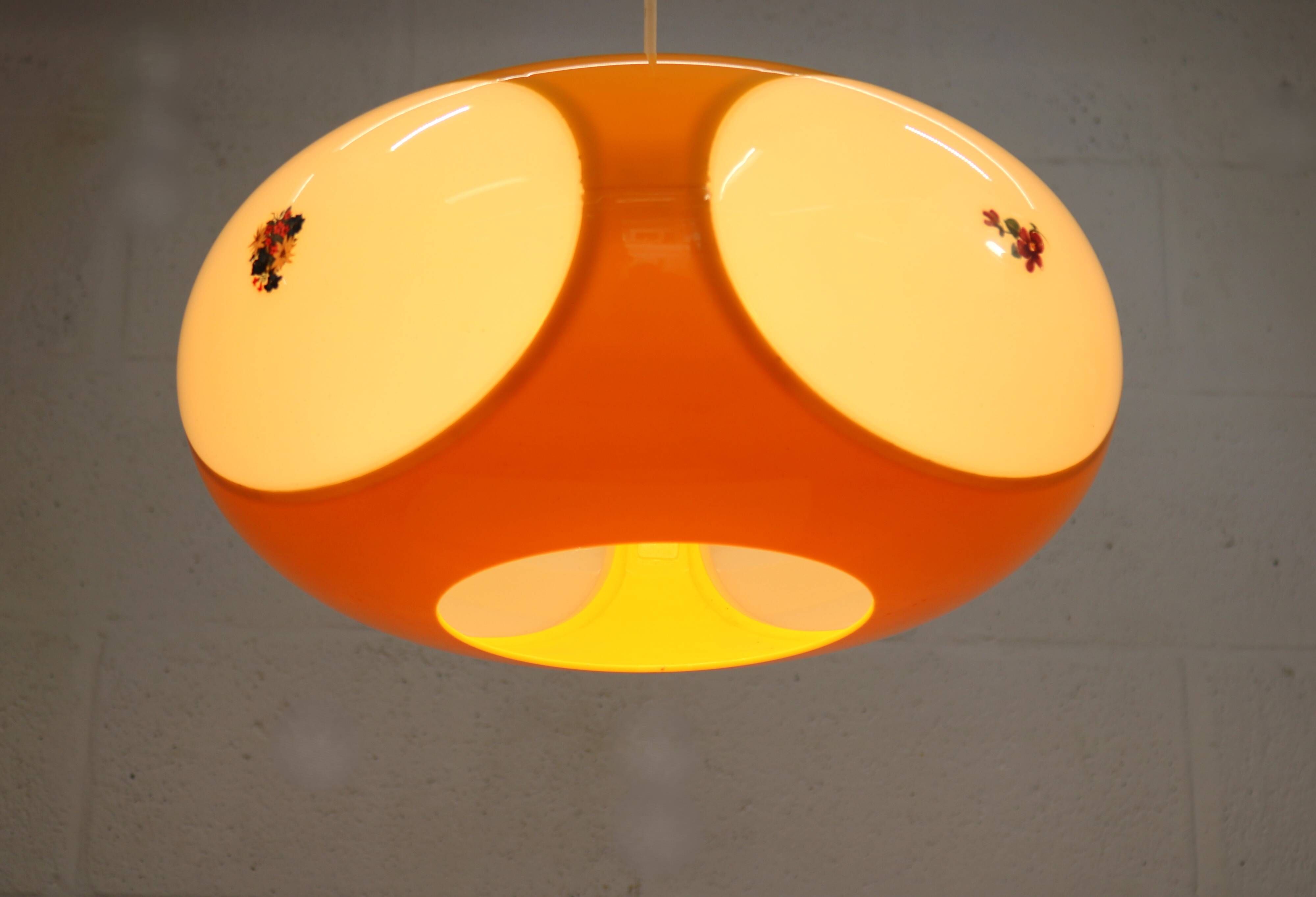 Massive Belgium Bug Eye Space Age UFO Lamp, Yellow Mid-Century Modern Light