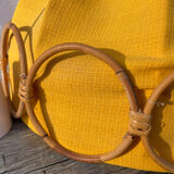 Wooden rattan and fabric suspension