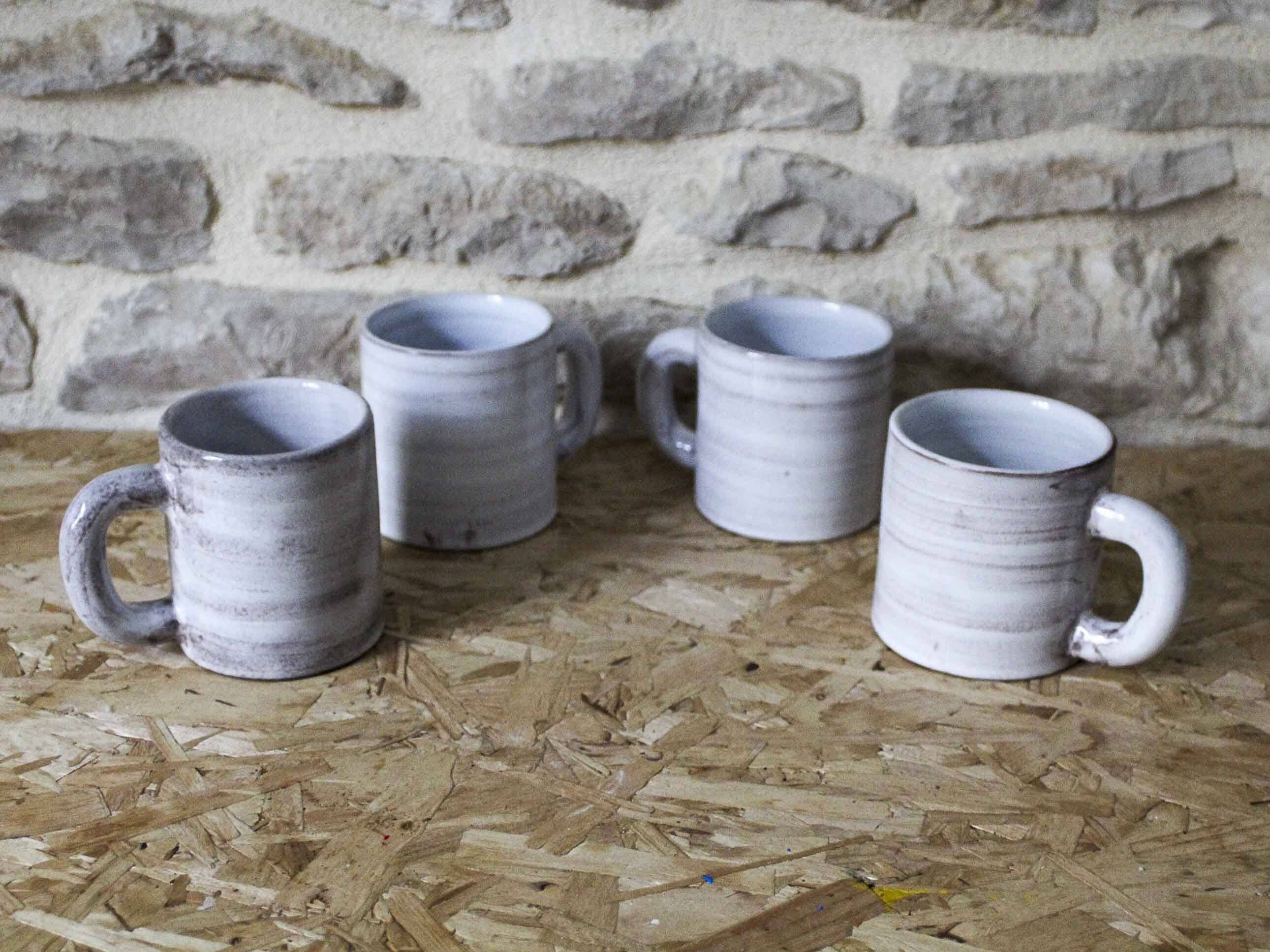 Set of 4 ceramic mugs Grandjean-Jourdan Vallauris 70s