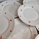 Dessert service 11 pieces in beige Bavaria porcelain with small orange flowers