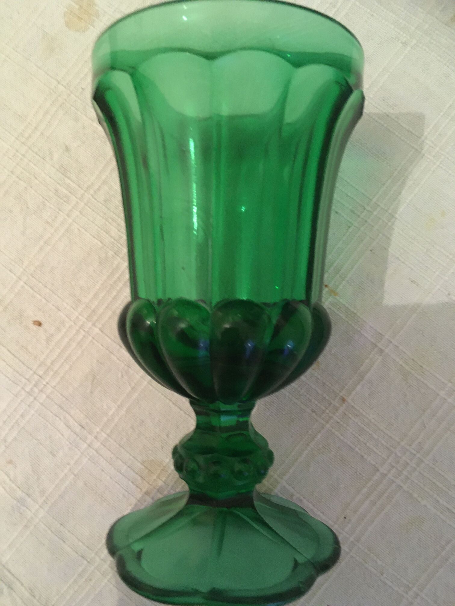 Worked glass walking glasses. Green