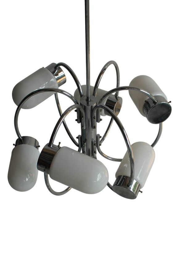 Plafonnier suspendu chromé élégant de style Space Age, années 1970