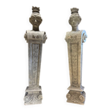 Pair of monumental patinated plaster terms from the early 20th century.