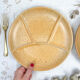 2 amber ceramic fondue plates made in france 1970